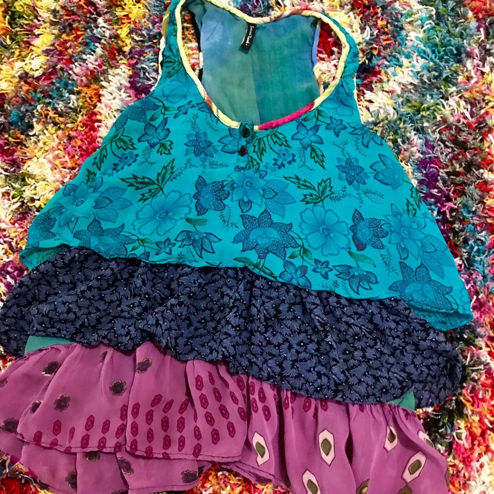Sacred Threads boho super Ruffle top size L
